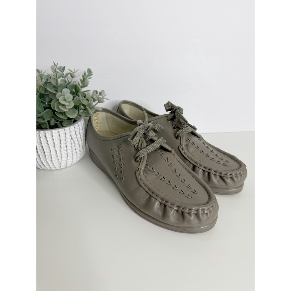 Softspots Taupe Leather Comfort Oxford Walking Shoes‎ Casual Moc Toe 9 1/2 WW